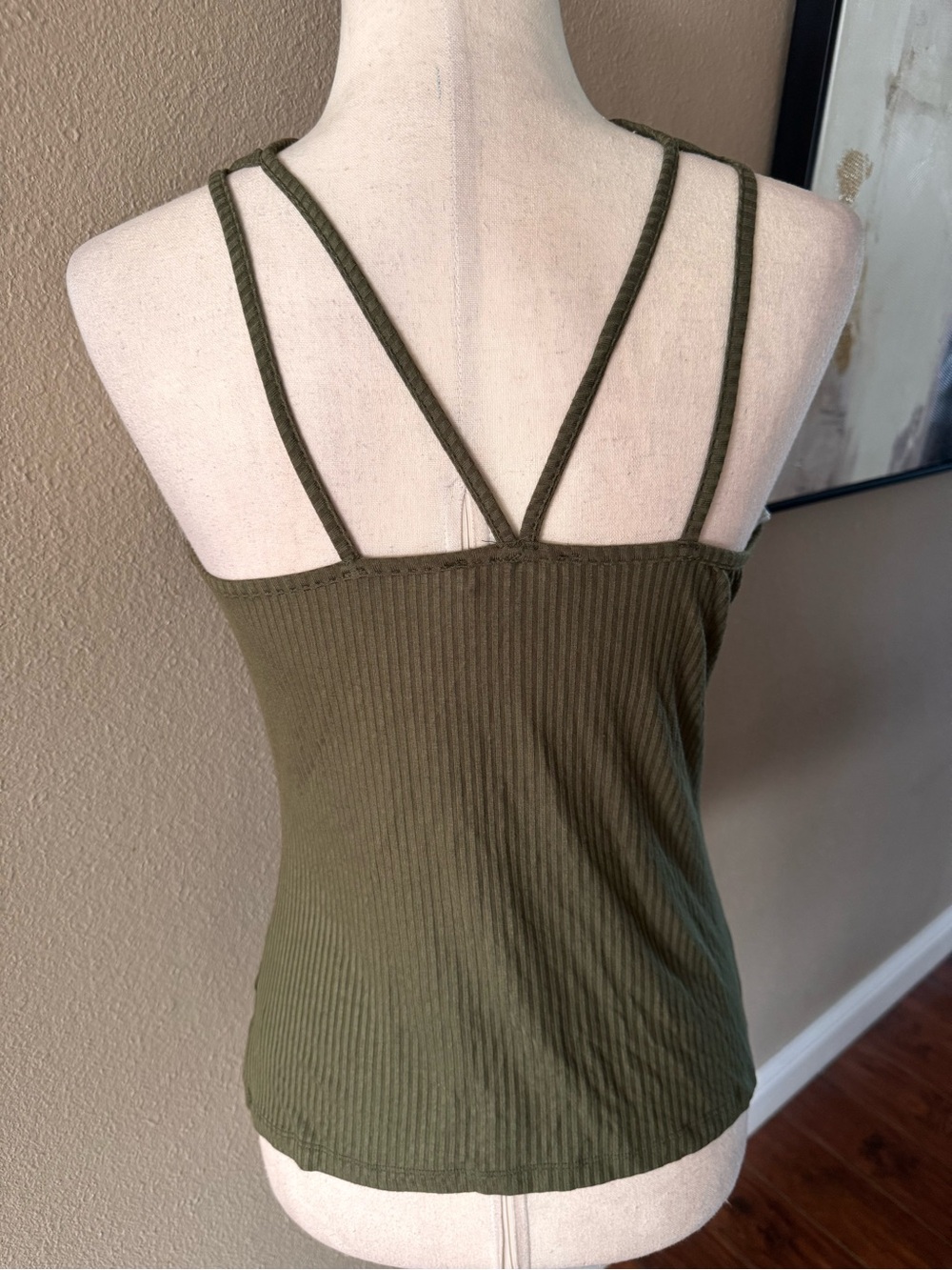 Iris Basic Olive Ribbed Strappy Tank - Picture 10 of 11